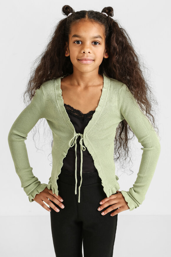 Pretty Mess Gerippter Crop Cardigan | Sage | Mädchen  | 10 von Pretty Mess