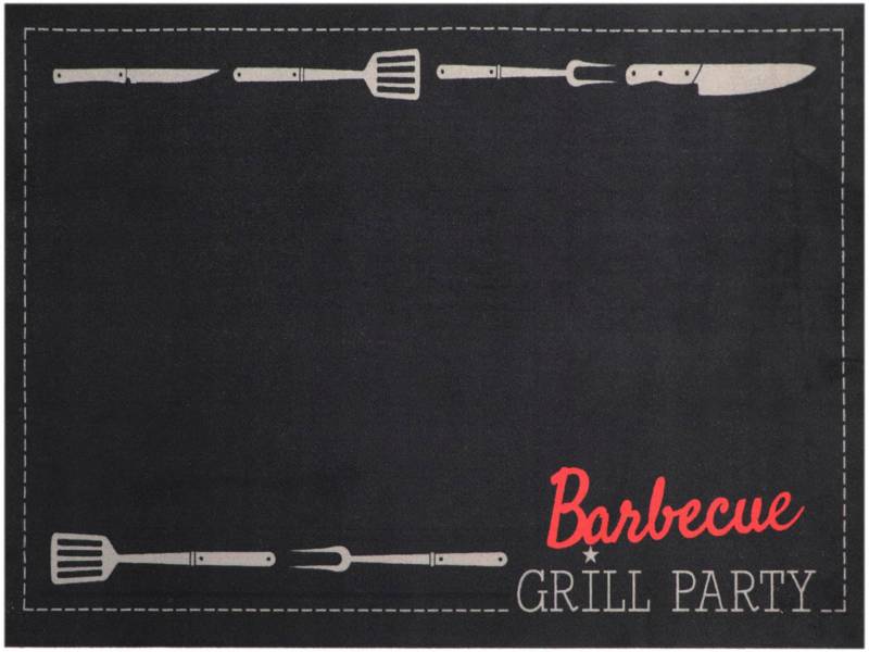 Primaflor-Ideen in Textil Fussmatte »BBQ Grillunterlage GRILL PARTY«, rechteckig, 5 mm Höhe, Grillmatte ideal als Bodenschutz, ruschhemmend, waschbar von Primaflor-Ideen in Textil