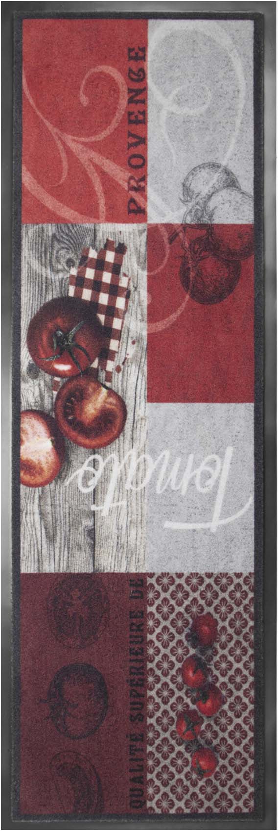 Primaflor-Ideen in Textil Küchenläufer »TOMATO«, rechteckig, 6,5 mm Höhe, Motiv Tomaten, mit Schriftzug, rutschhemmend, waschbar, Küche von Primaflor-Ideen in Textil