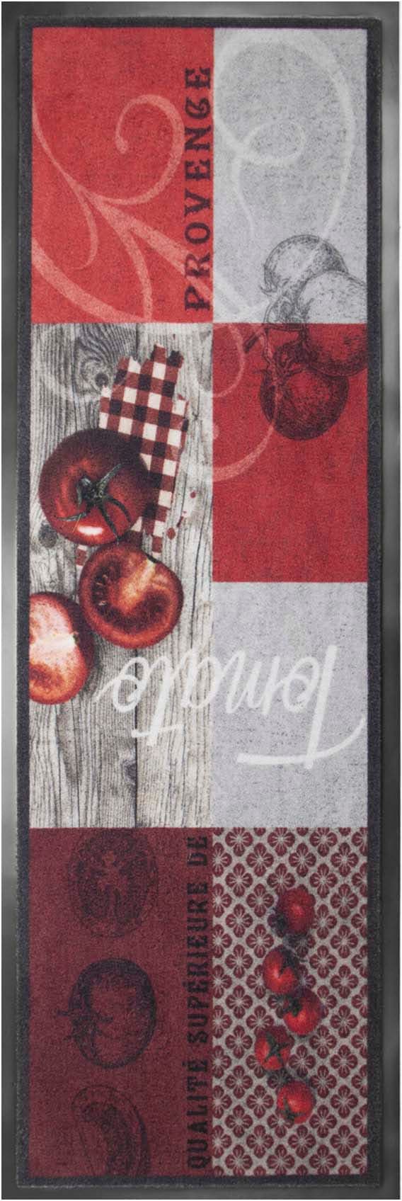 Primaflor-Ideen in Textil Küchenläufer »TOMATO«, rechteckig, 6,5 mm Höhe, Motiv Tomaten, mit Schriftzug, rutschhemmend, waschbar, Küche von Primaflor-Ideen in Textil