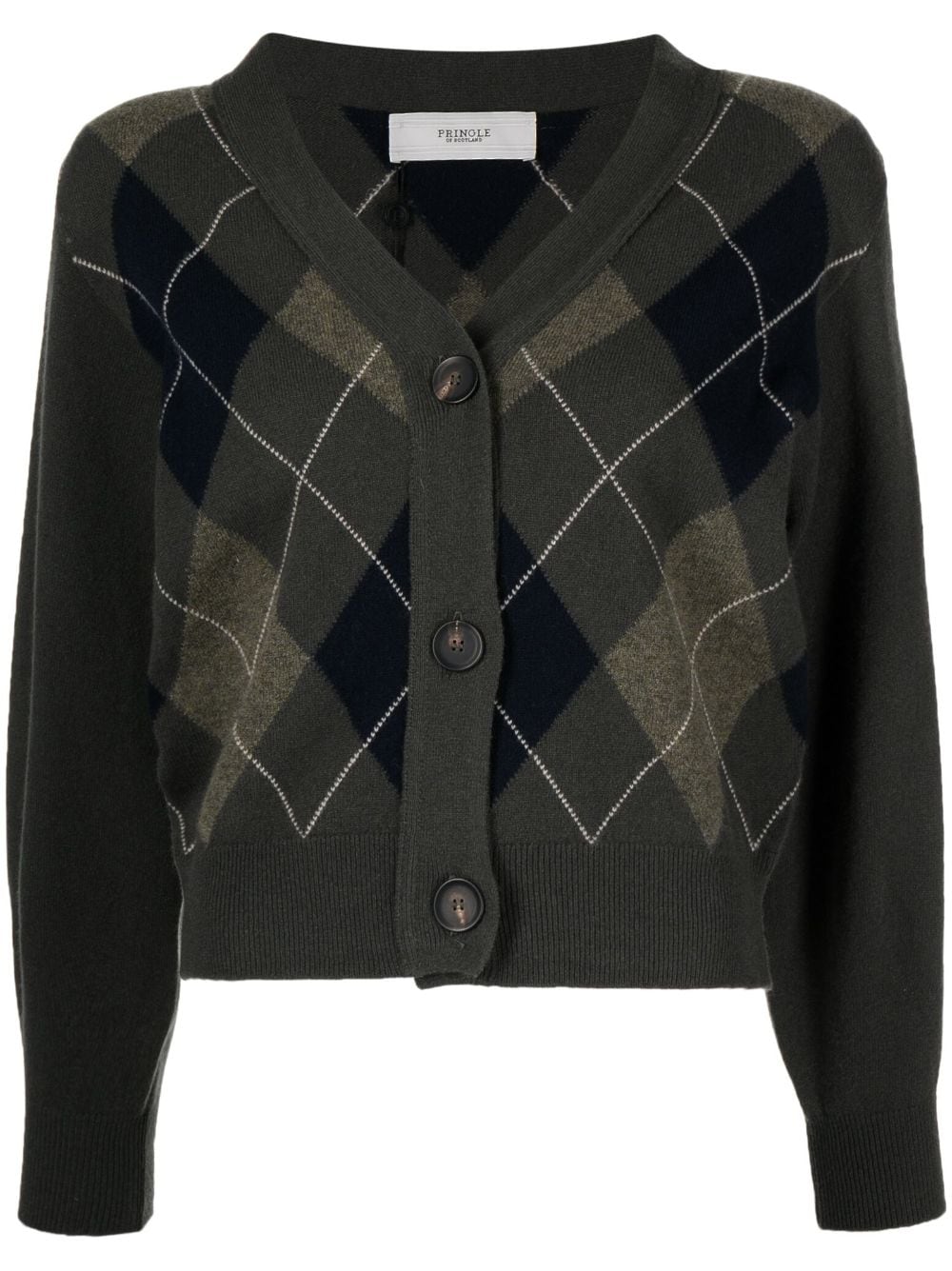 Pringle of Scotland argyle-check fine-knit cardigan - Green von Pringle of Scotland