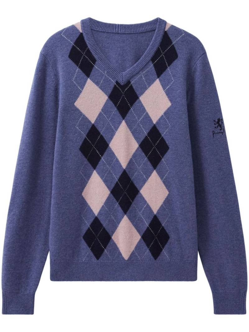 Pringle of Scotland argyle v-neck sweater - Blue von Pringle of Scotland