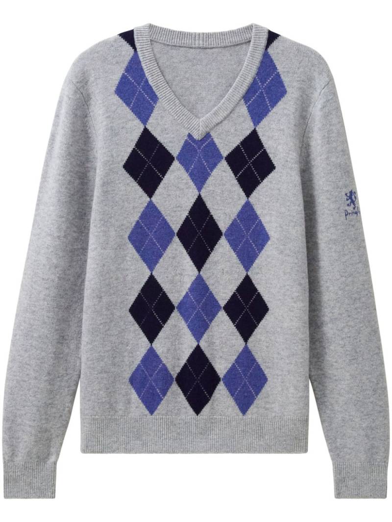 Pringle of Scotland argyle v-neck sweater - Grey von Pringle of Scotland