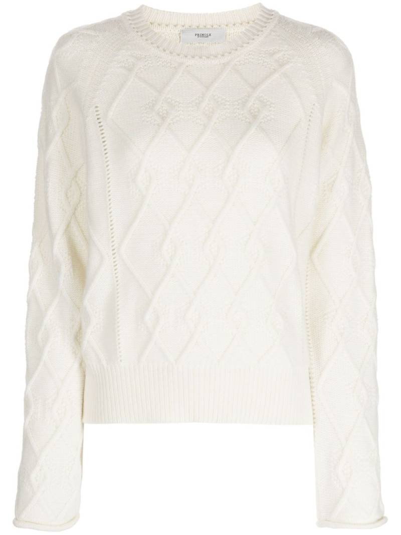 Pringle of Scotland cable-knit wool-blend jumper - White von Pringle of Scotland