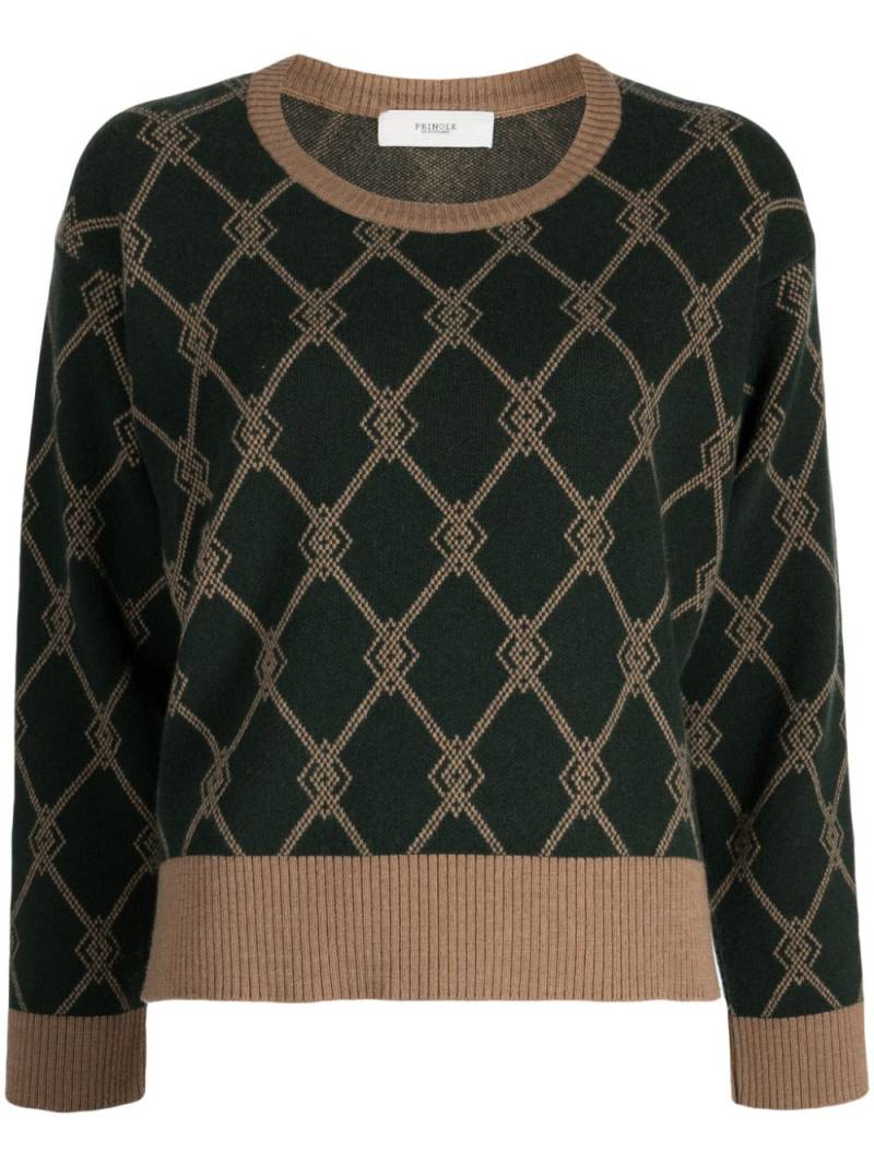 Pringle of Scotland monogram-jacquard wool-blend jumper - Green von Pringle of Scotland