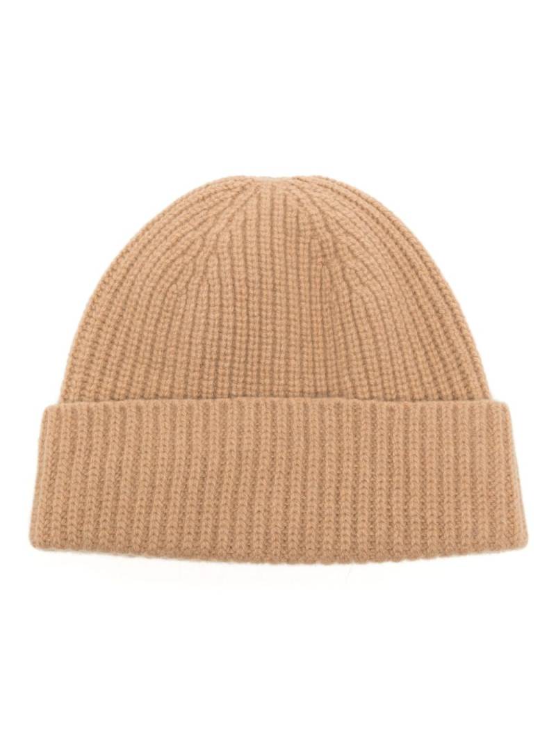 Pringle of Scotland ribbed-knit turn-up brim beanie - Brown von Pringle of Scotland