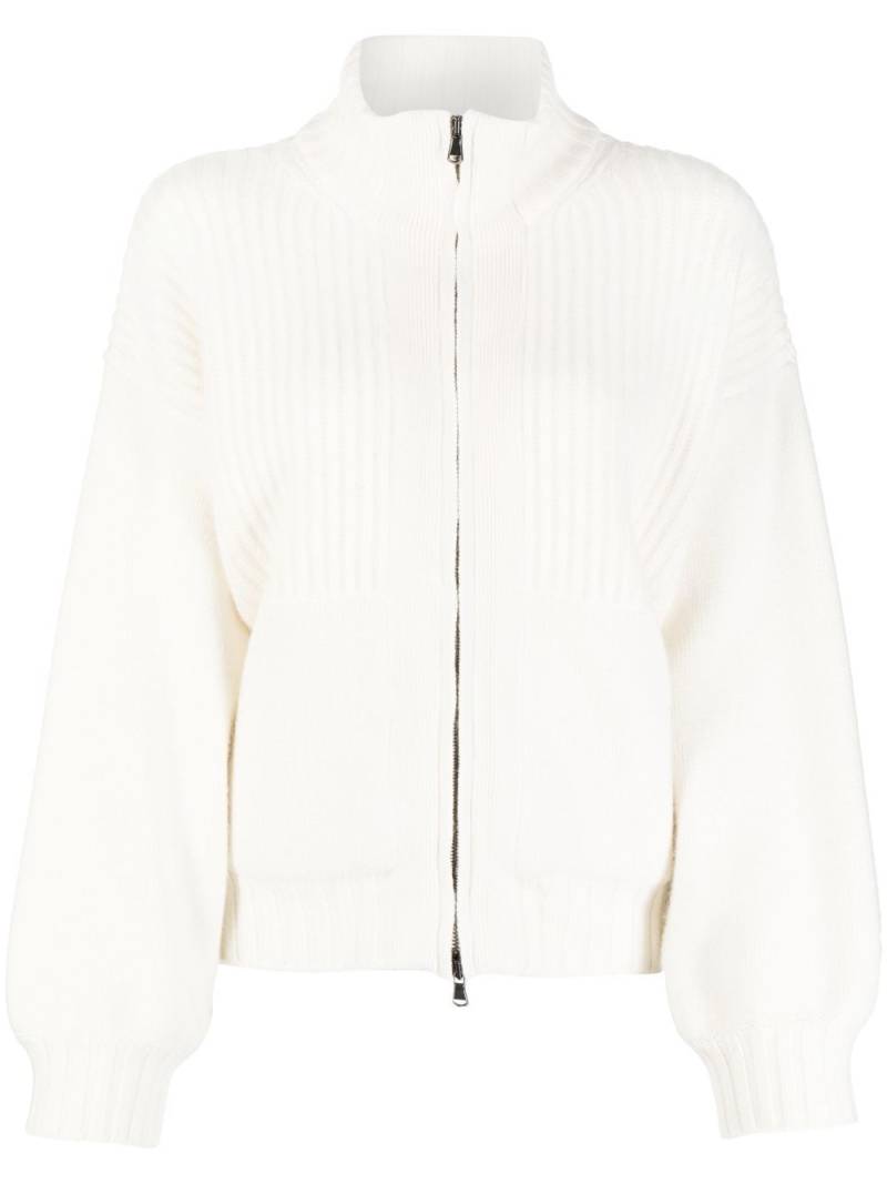 Pringle of Scotland ribbed-knit zip-up jacket - White von Pringle of Scotland