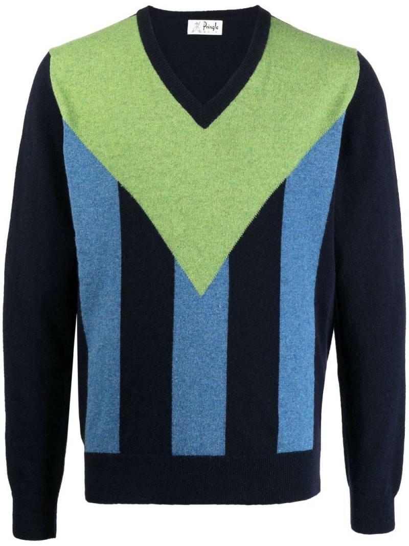 Pringle of Scotland vertical-stripe V-neck jumper - Green von Pringle of Scotland