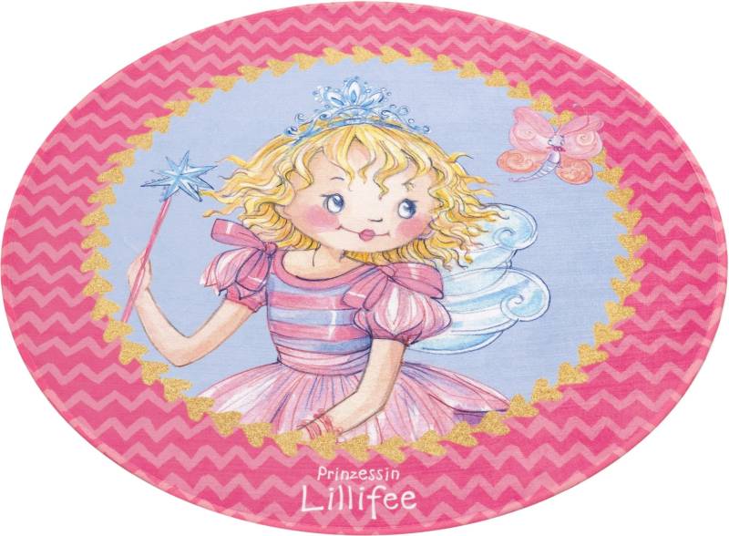 Prinzessin Lillifee Kinderteppich »LI-110«, rund, 6 mm Höhe, bedruckter Stoff, weiche Microfaser, Kinderzimmer von Prinzessin Lillifee