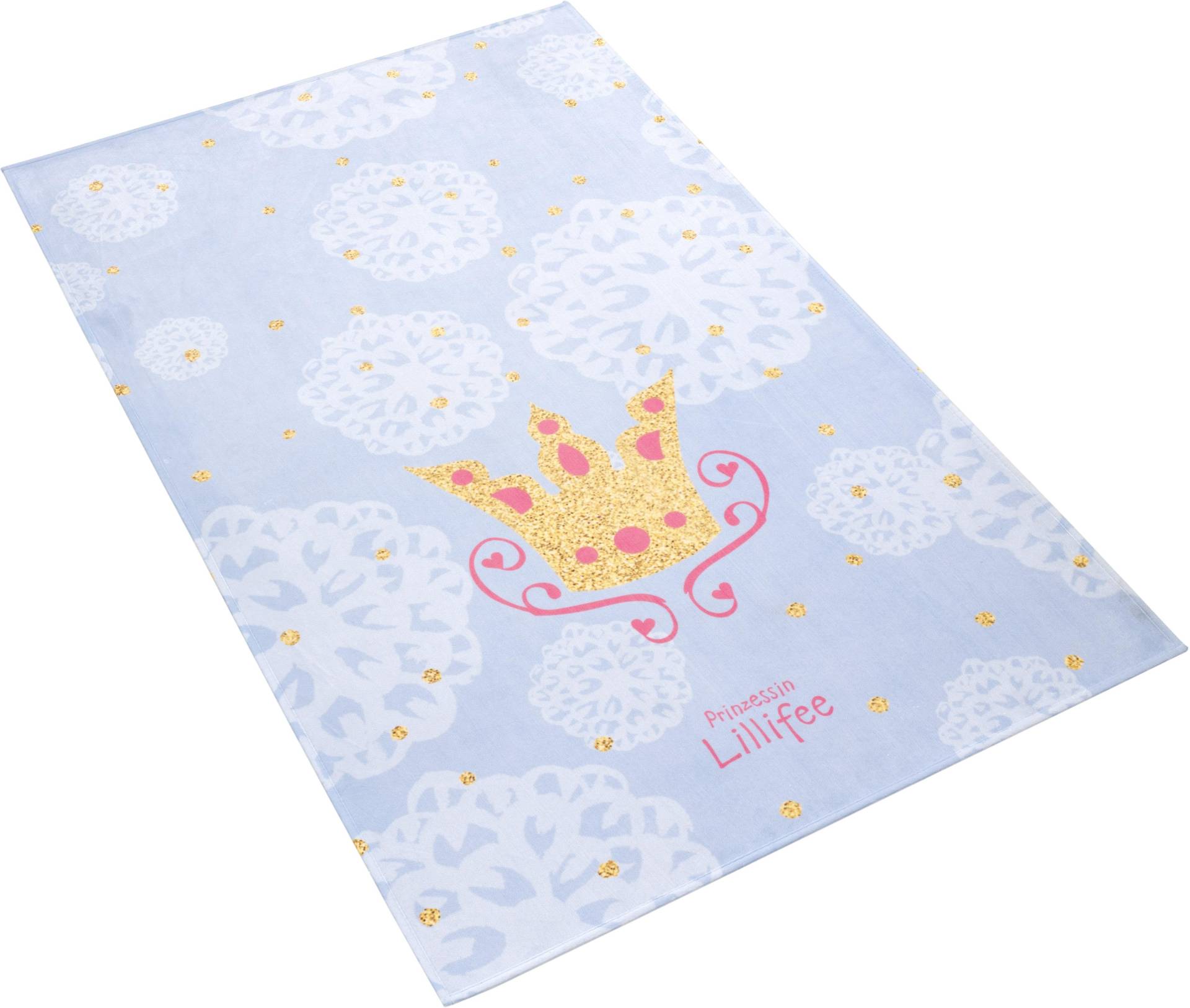 Prinzessin Lillifee Kinderteppich »LI-114«, rechteckig, 6 mm Höhe, bedruckter Stoff, Motiv Krone, weiche Microfaser, Kinderzimmer von Prinzessin Lillifee