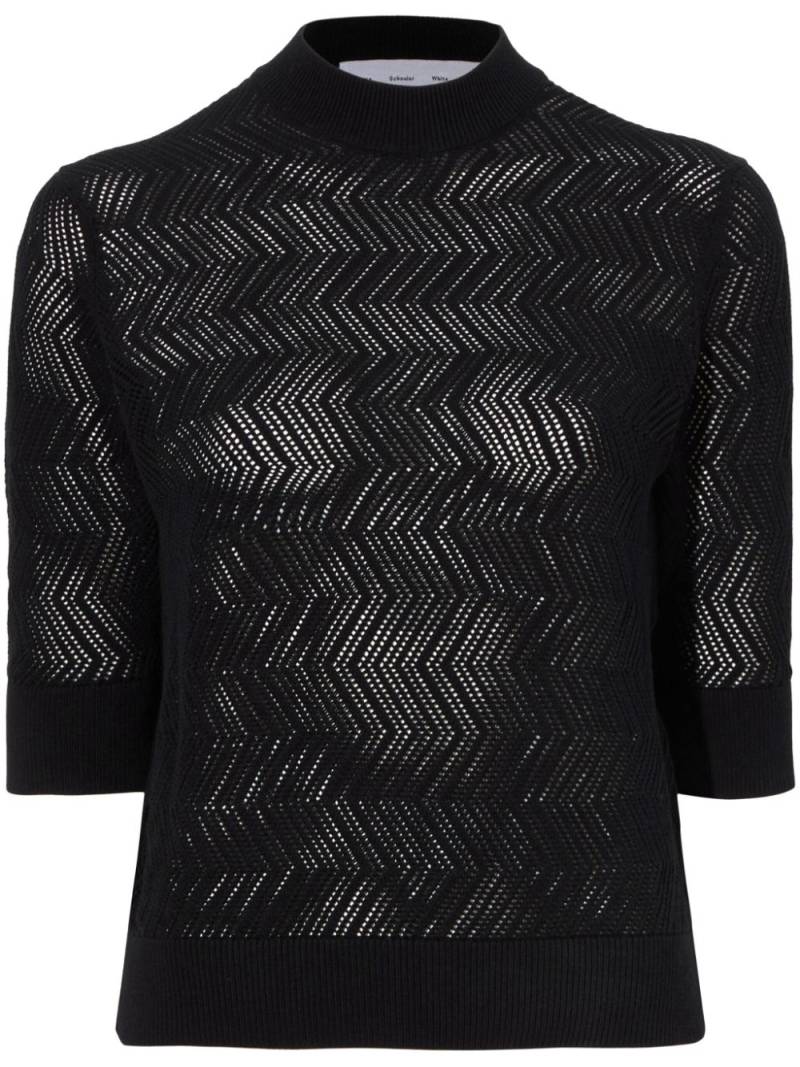 Proenza Schouler White Label Nicola zig-zag pointelle knitted sweater - Black von Proenza Schouler White Label