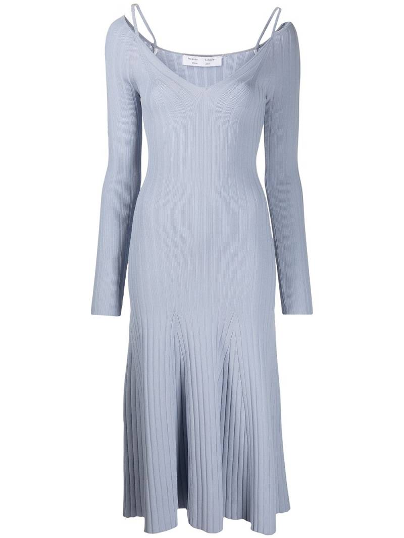 Proenza Schouler White Label lightweight rib knit V-neck dress - Blue von Proenza Schouler White Label