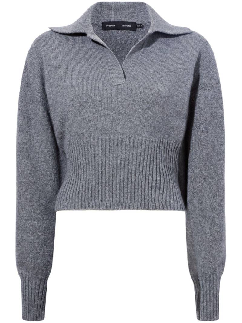 Proenza Schouler Jeanne split-neck ribbed-knit jumper - Grey von Proenza Schouler