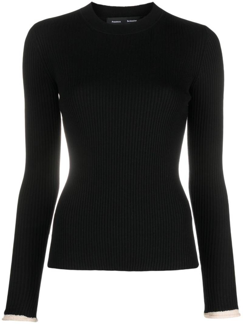 Proenza Schouler Silk Cashmere Long Sleeve Top - Black von Proenza Schouler