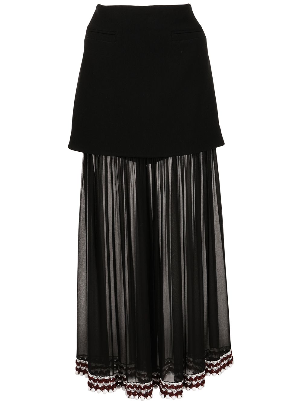 Proenza Schouler crochet-trim chiffon panel skirt - Black von Proenza Schouler