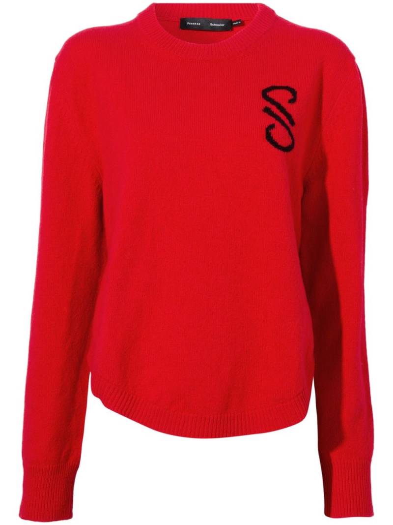 Proenza Schouler intarsia knit-logo merino-wool jumper - Red von Proenza Schouler