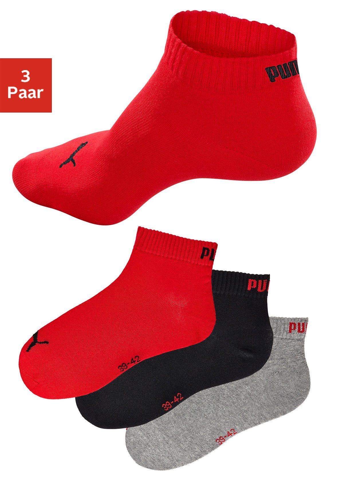 PUMA Kurzsocken, (3er-Pack), mit Rippbündchen von Puma