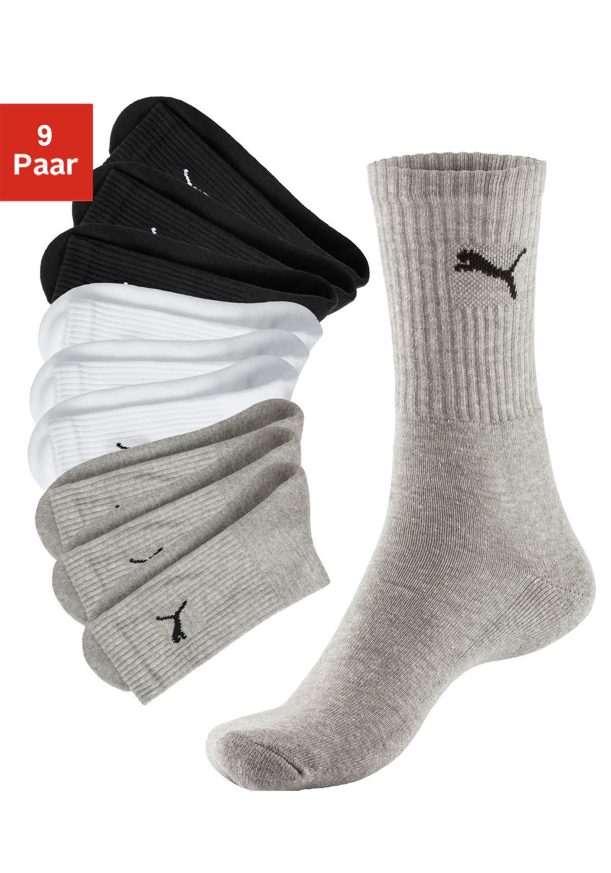 PUMA Sportsocken, (9er-Pack), mit klassischer Rippe von Puma