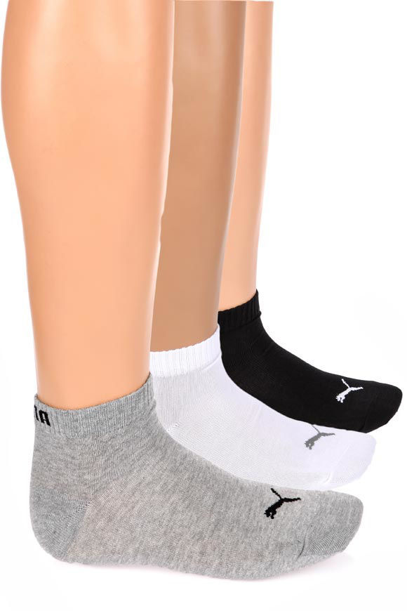 Puma Dreierpack Socken | Weiss + Hellgrau + Schwarz | unisex  | EU35-38 von Puma