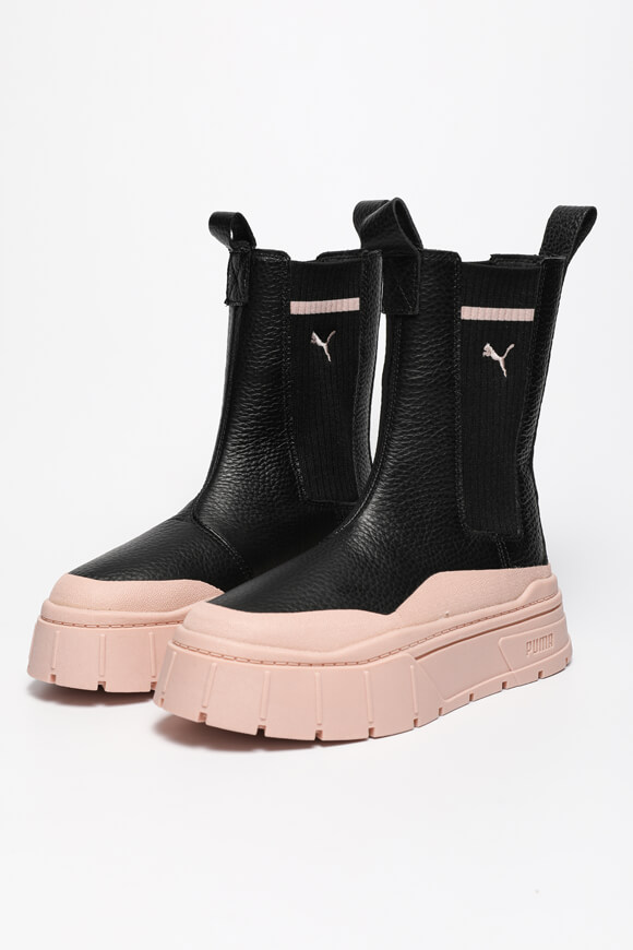 Puma Mayze Stack Plateau Chelsea Boots | Black + Rose Quartz | Damen  | EU36 von Puma