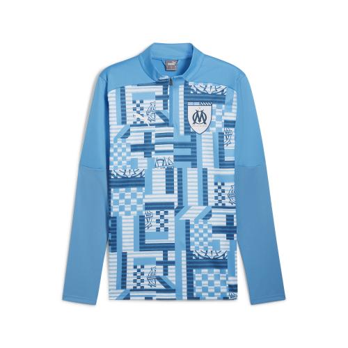 Puma OM Prematch 1/4 Zip Top - bleu azur (Grösse: L) von Puma