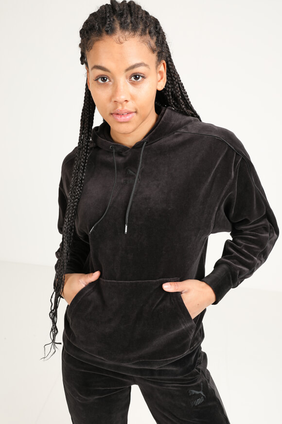 Puma Samt Kapuzenpullover | Schwarz | Damen  | M von Puma