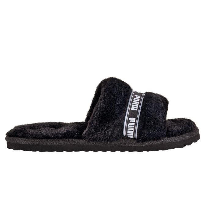 Puma Slides für Damen aus Kunstpelz schwarz, 38 von Puma