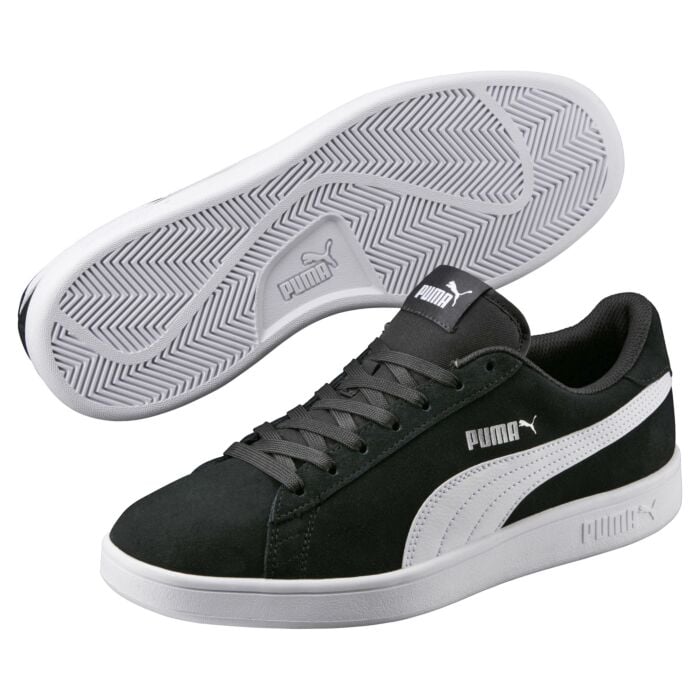 Puma Smash V2 aus Leder Retro-Style Unisex schwarz-weiss, 36 von Puma