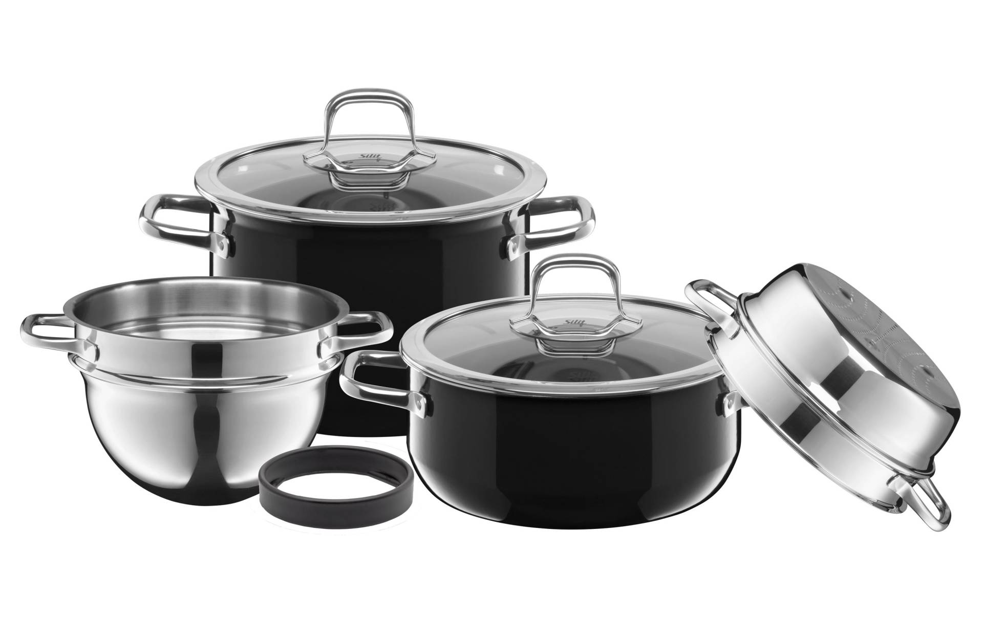 Silit Topf-Set »Compact 22 cm, Schwarz«, Silargan®-Keramik, (7 tlg.) Silit Topf-Set »Compact 22 cm, Schwarz«, Silargan®-Keramik, (7 tlg.) von Silit