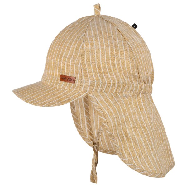 Pure Pure - Kid's Nackenschutz Leinen gestreift - Cap Gr 47 cm beige von Pure Pure