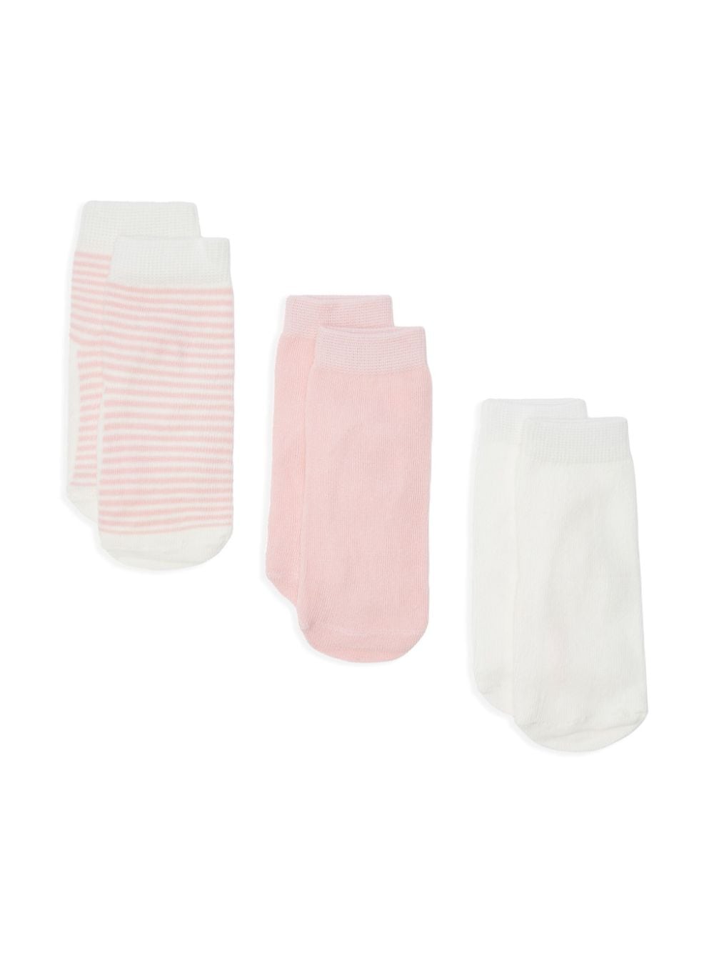 Purebaby ribbed cotton socks (pack of three) - Pink