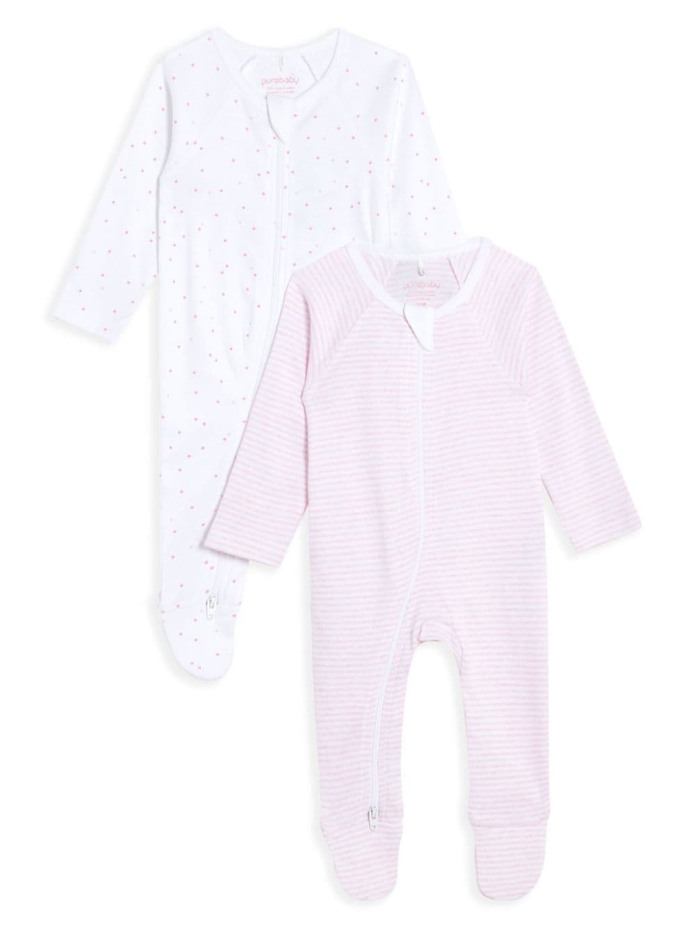 Purebaby zipped grow suits (pack of two) - White von Purebaby