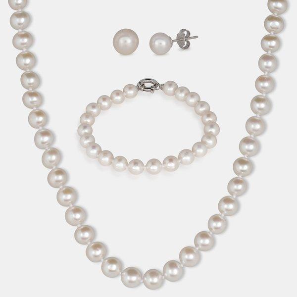 Set Collier/armkette/ohrstecker Damen Weiss 45 von Puro