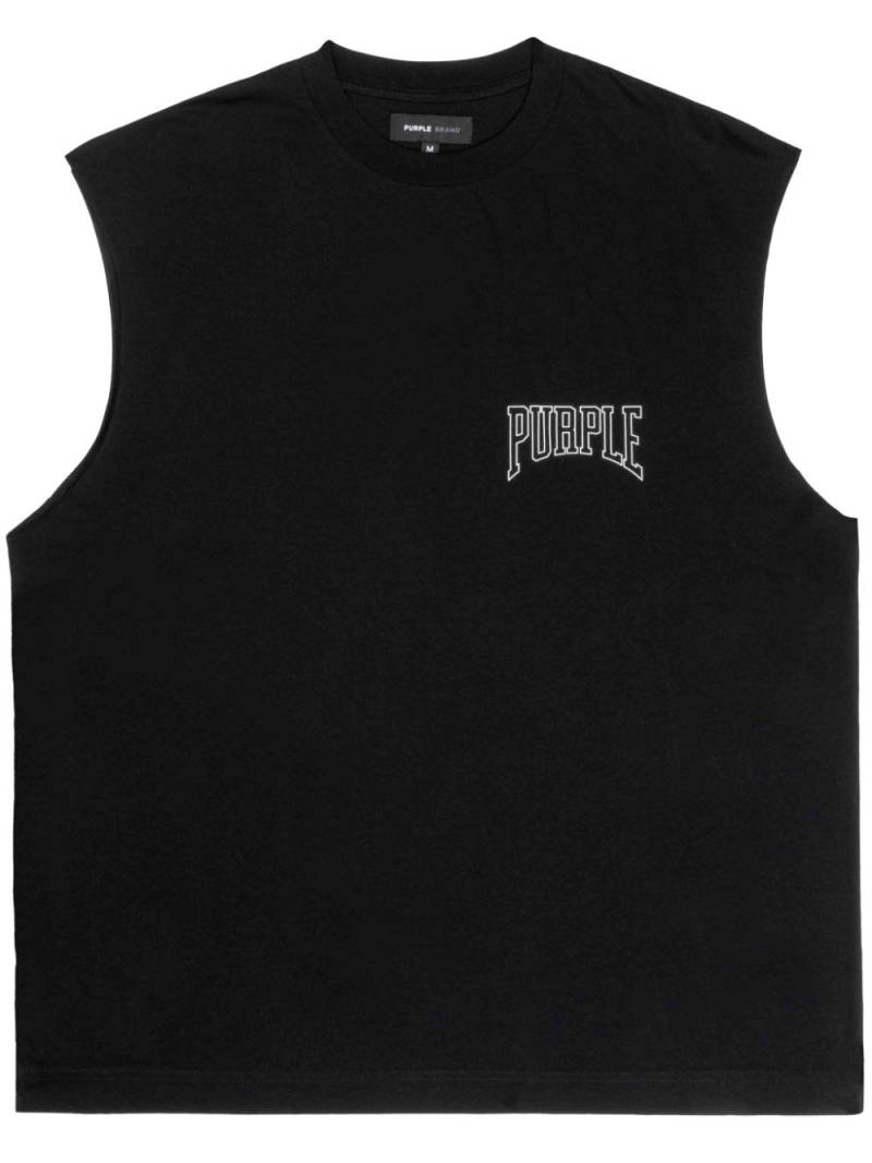 Purple Brand Fight-print cotton tank top - Black von Purple Brand