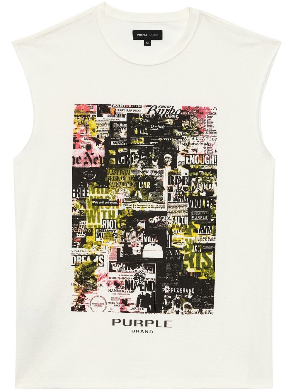 Purple Brand Newspaper-print cotton vest - White von Purple Brand