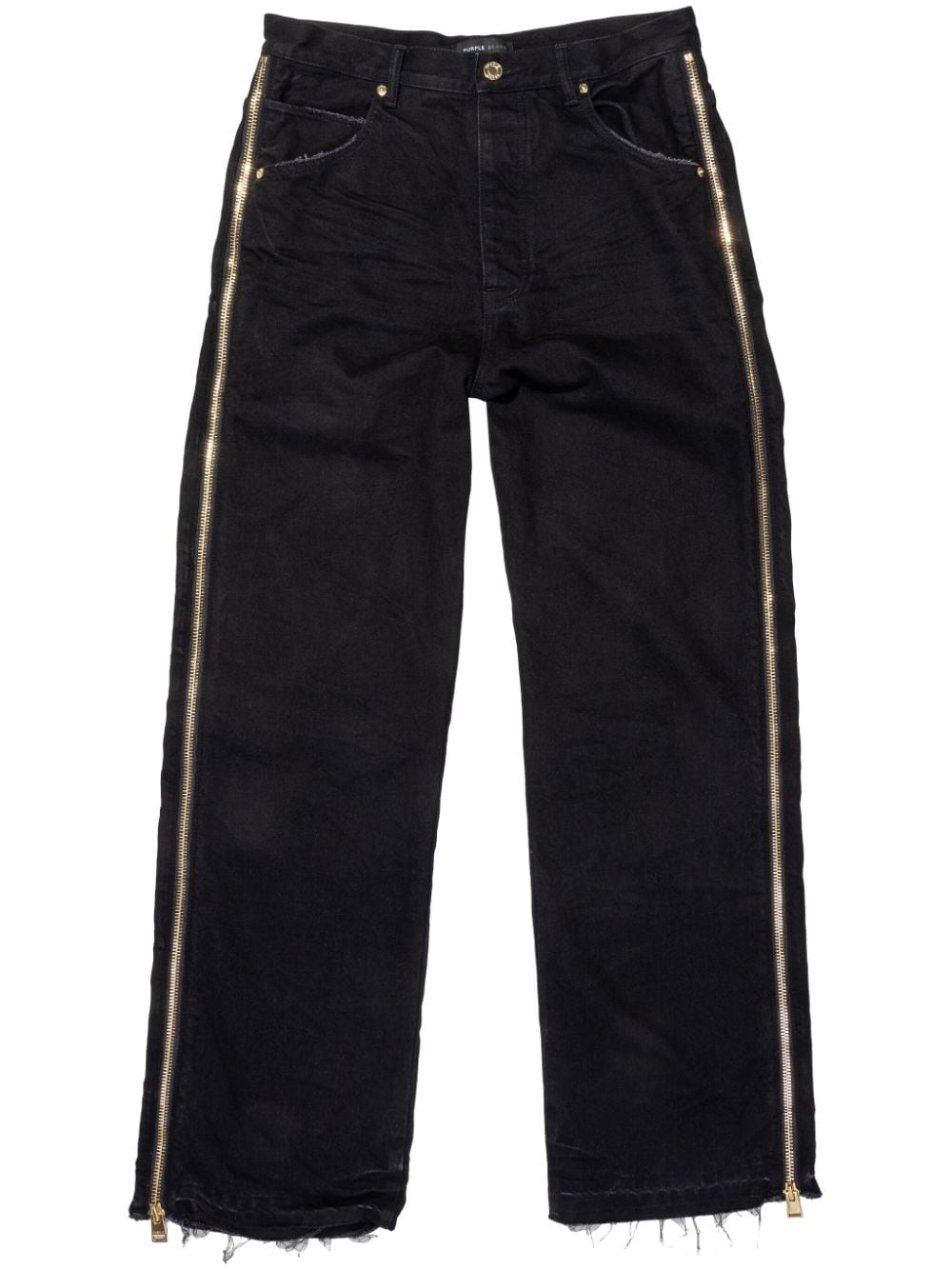 Purple Brand P018 zip-embellished wide-leg jeans - Black von Purple Brand