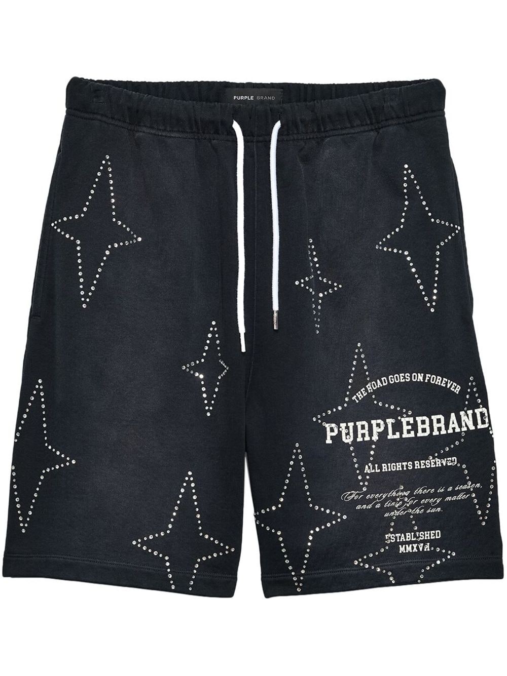 Purple Brand Stacked Crystal Star track shorts - Black