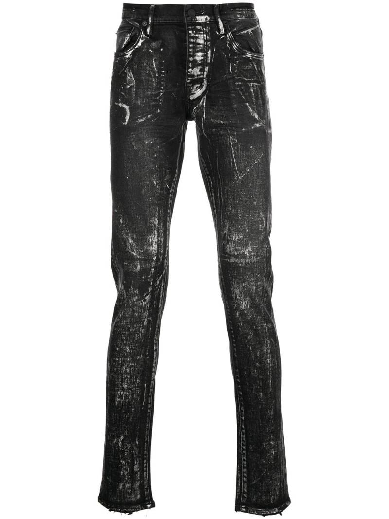 Purple Brand Wash Silver Oil Coated Skinny Jeans "Black" von Purple Brand