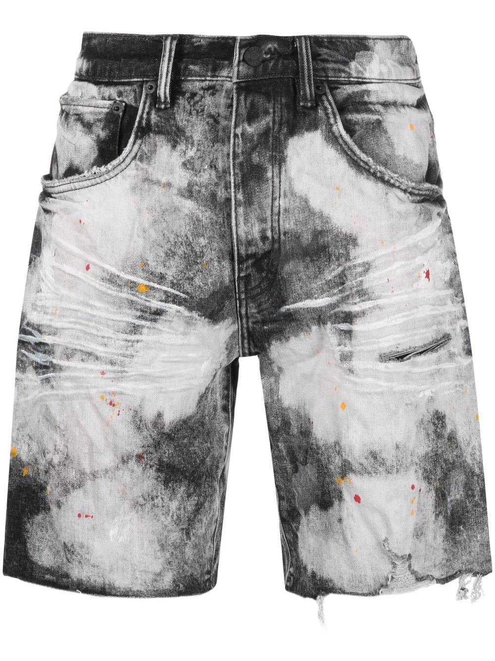 Purple Brand bleached tie-dye denim shorts - Black von Purple Brand