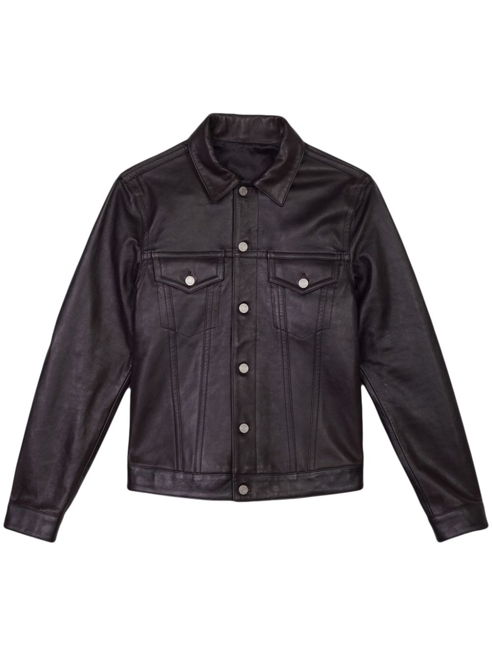 Purple Brand button-up leather shirt jacket - Black von Purple Brand