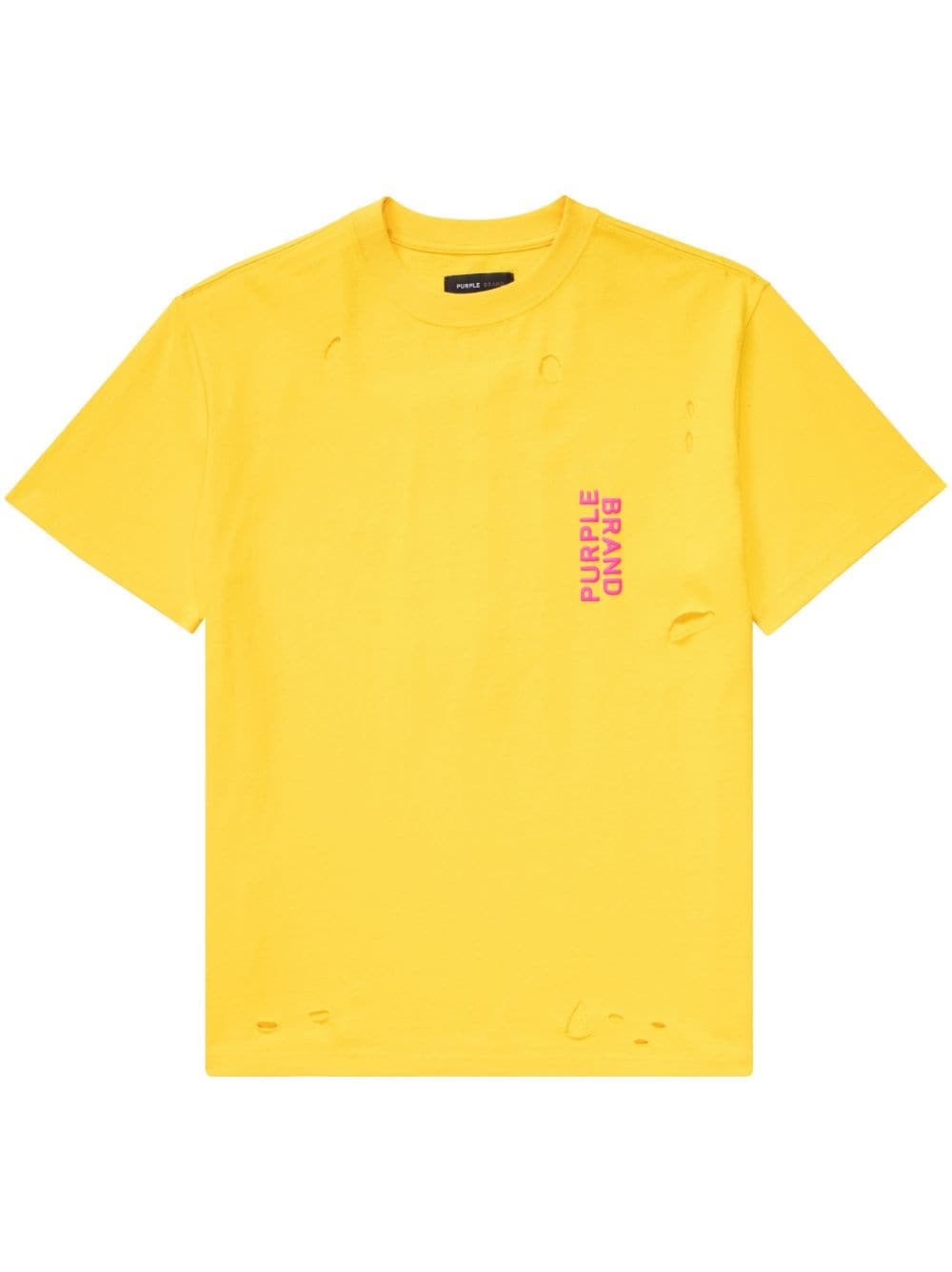 Purple Brand distressed cotton T-shirt - Yellow von Purple Brand