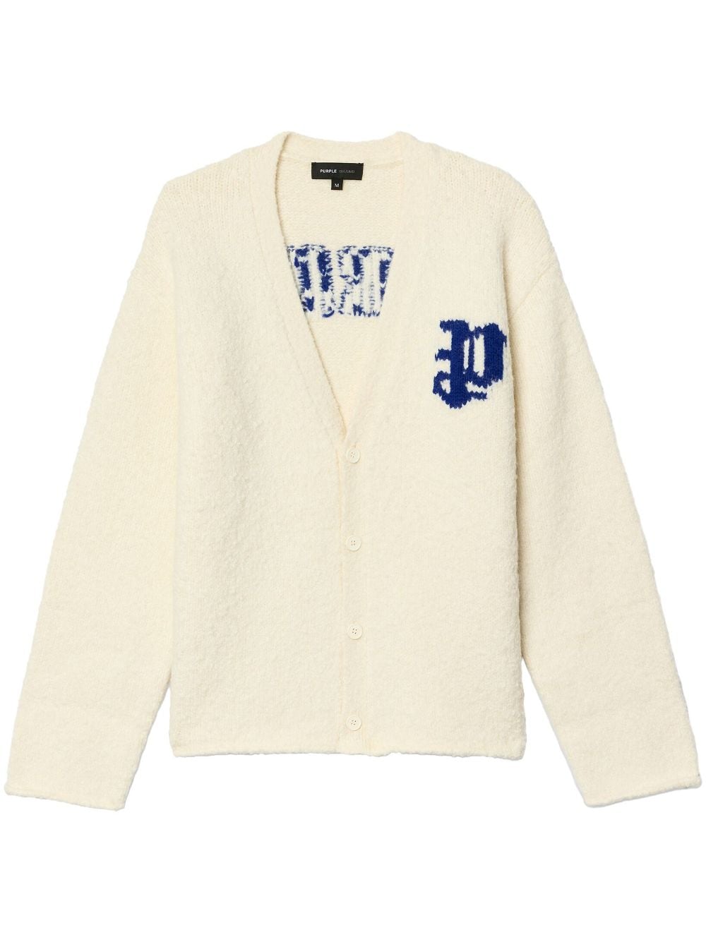 Purple Brand intarsia-knit logo cardigan - White von Purple Brand