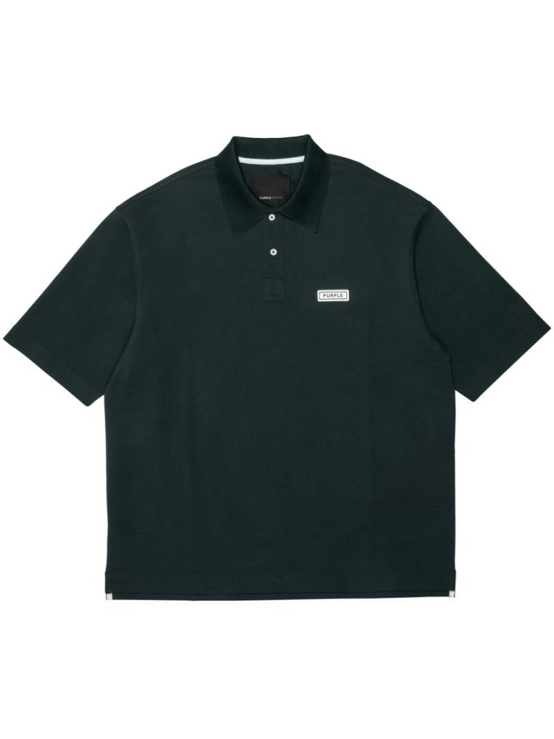 Purple Brand logo-patch pique polo shirt - Black von Purple Brand