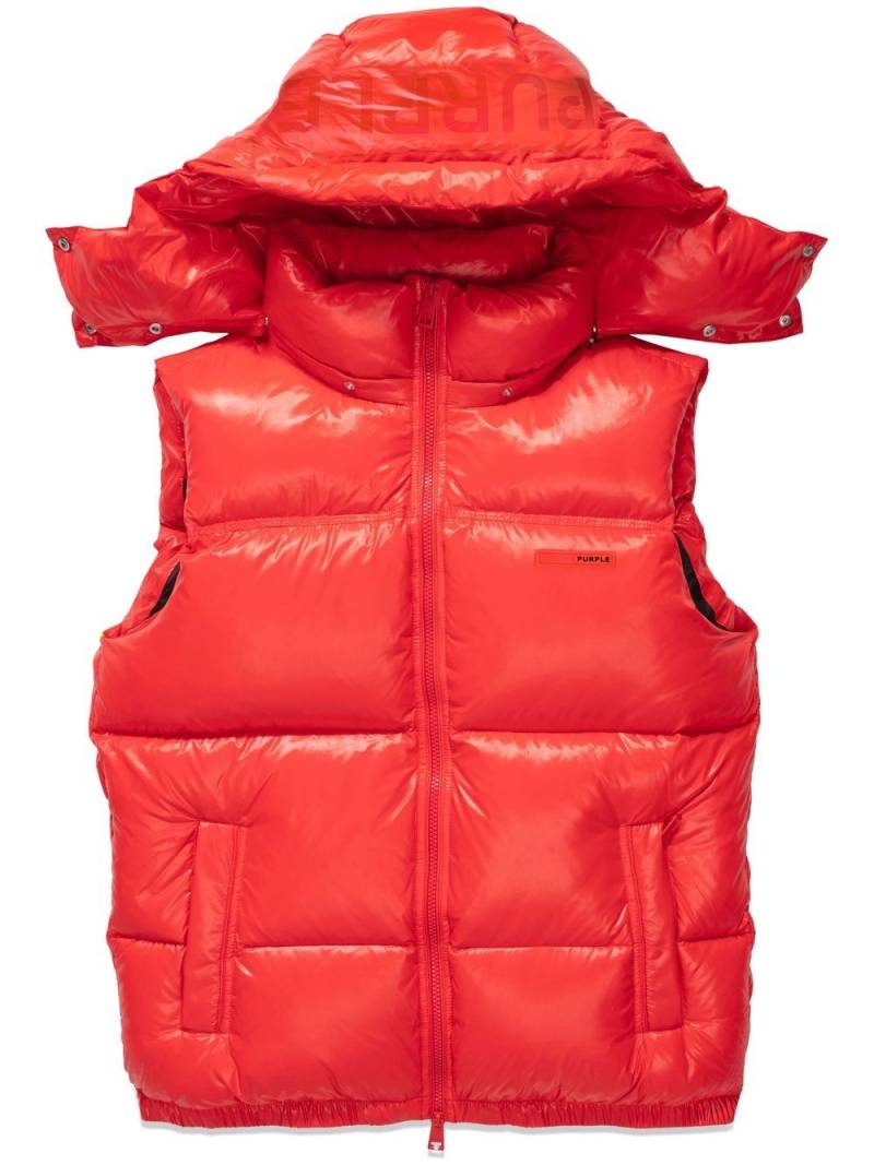 Purple Brand logo patch puffer vest - Red von Purple Brand