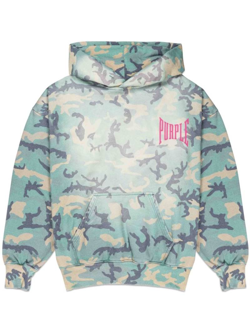 Purple Brand logo-print camo-print hoodie - Blue von Purple Brand