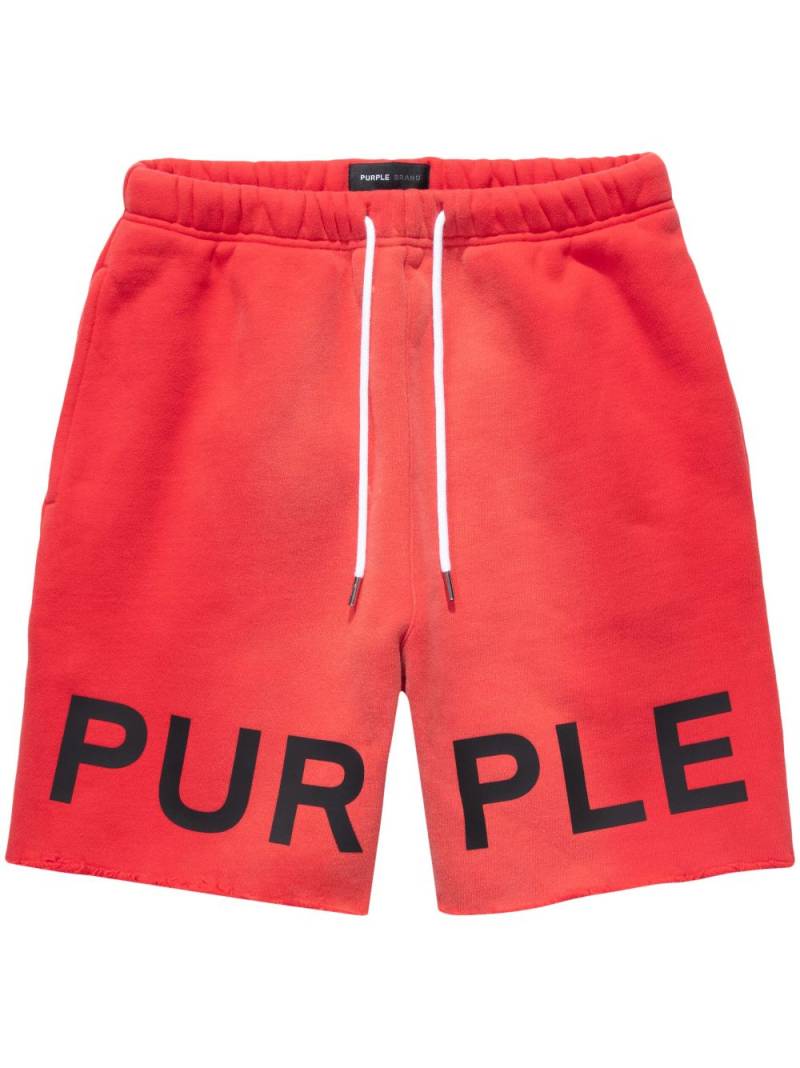 Purple Brand logo-print cotton track shorts - Red von Purple Brand