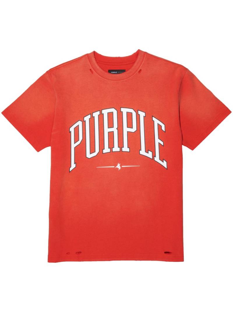 Purple Brand logo-print distressed cotton T-shirt - Red von Purple Brand