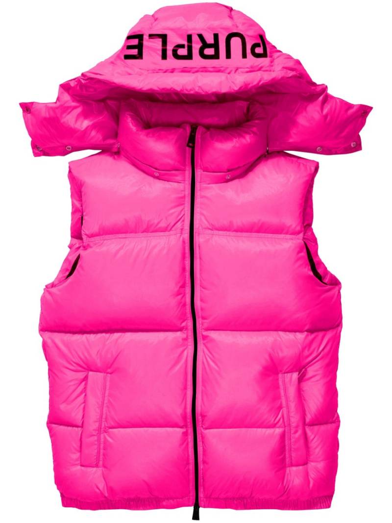 Purple Brand logo-print puffer vest - Pink von Purple Brand