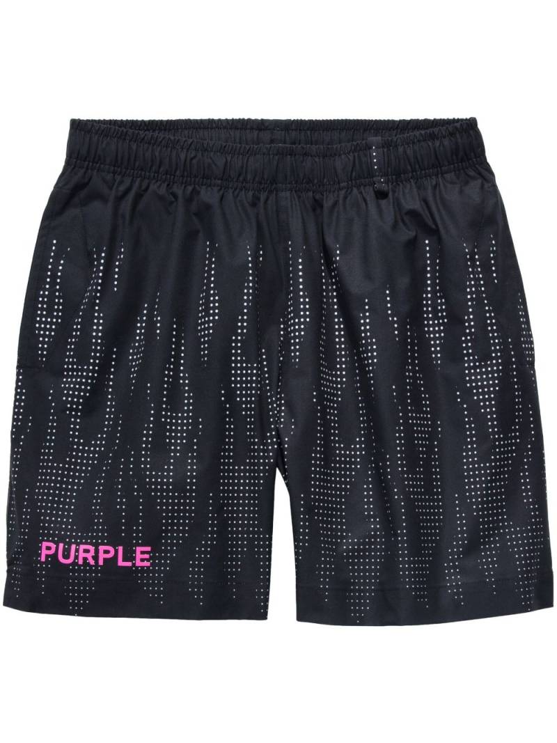 Purple Brand micro-dot print elasticated-waistband shorts - Black von Purple Brand