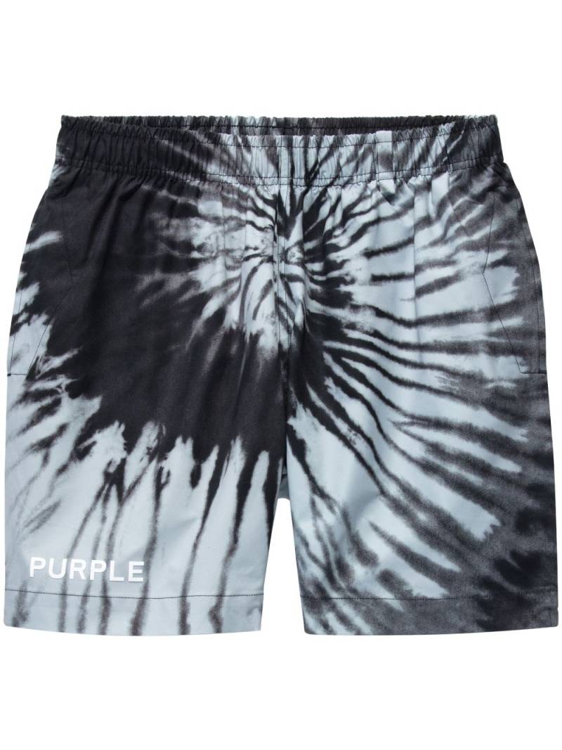 Purple Brand tie-dye elasticated-waistband shorts - Black von Purple Brand